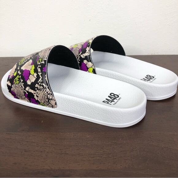 NEW P448 Super Water Resistant Slide Sandals White/Purple Women's Size 37/US 7 - Picture 4 of 7